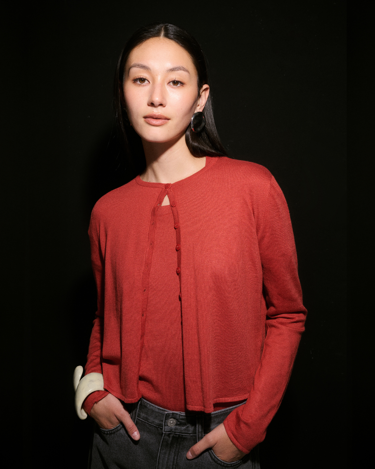 Jungle Urbaine - Cashmere Knitted Cardigan in Burnt Orange