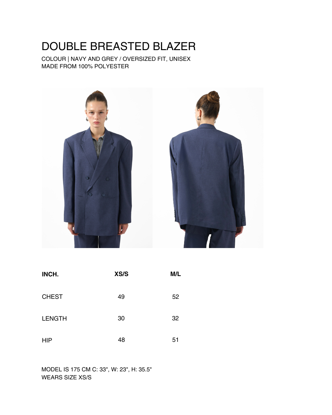 AIMER Core Essential - Double Breasted Blazer in Navy