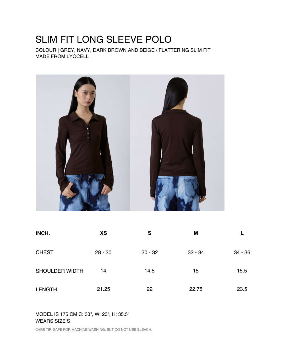 Jungle Urbaine - Slim Fit Long Sleeve Polo in Dark Brown