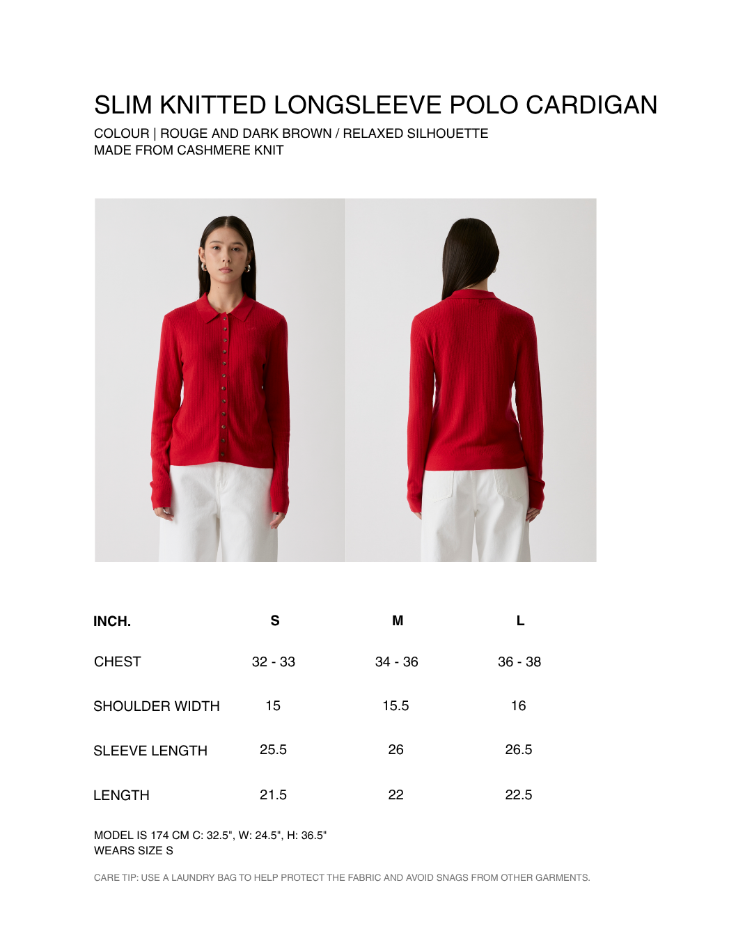 Knit Programme - Slim Knitted Polo Cardigan in Rouge