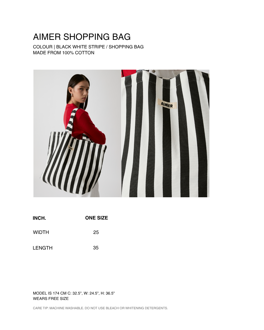 Knit Programme - AIMER Shopping Bag in Black White Stripe