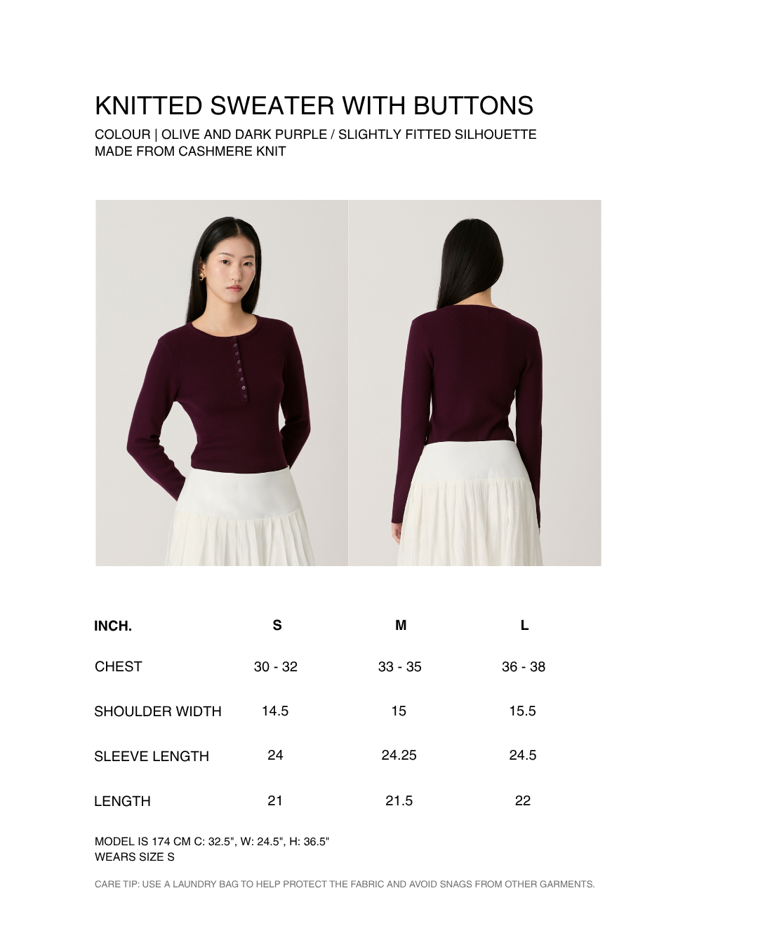 Knit Programme - Knitted Sweater With Buttons in Dark Purple