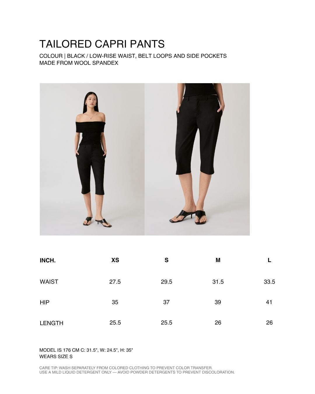 Returns to Nature - Tailored Capri Pants in Black