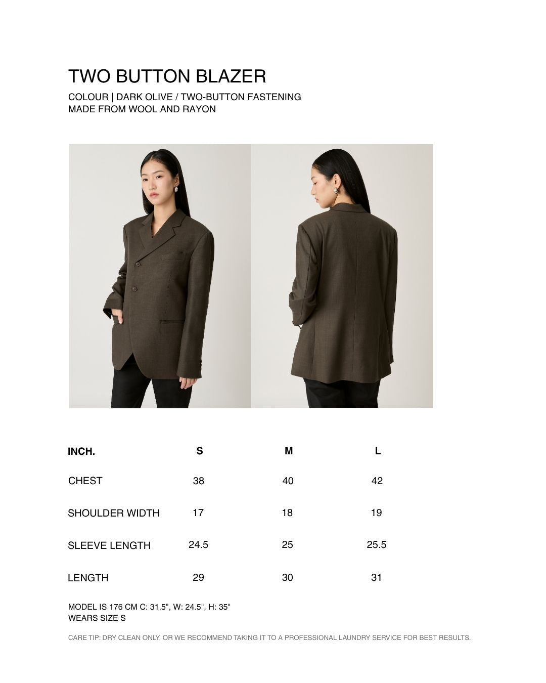 Returns to Nature - Two Button Blazer in Dark Olive