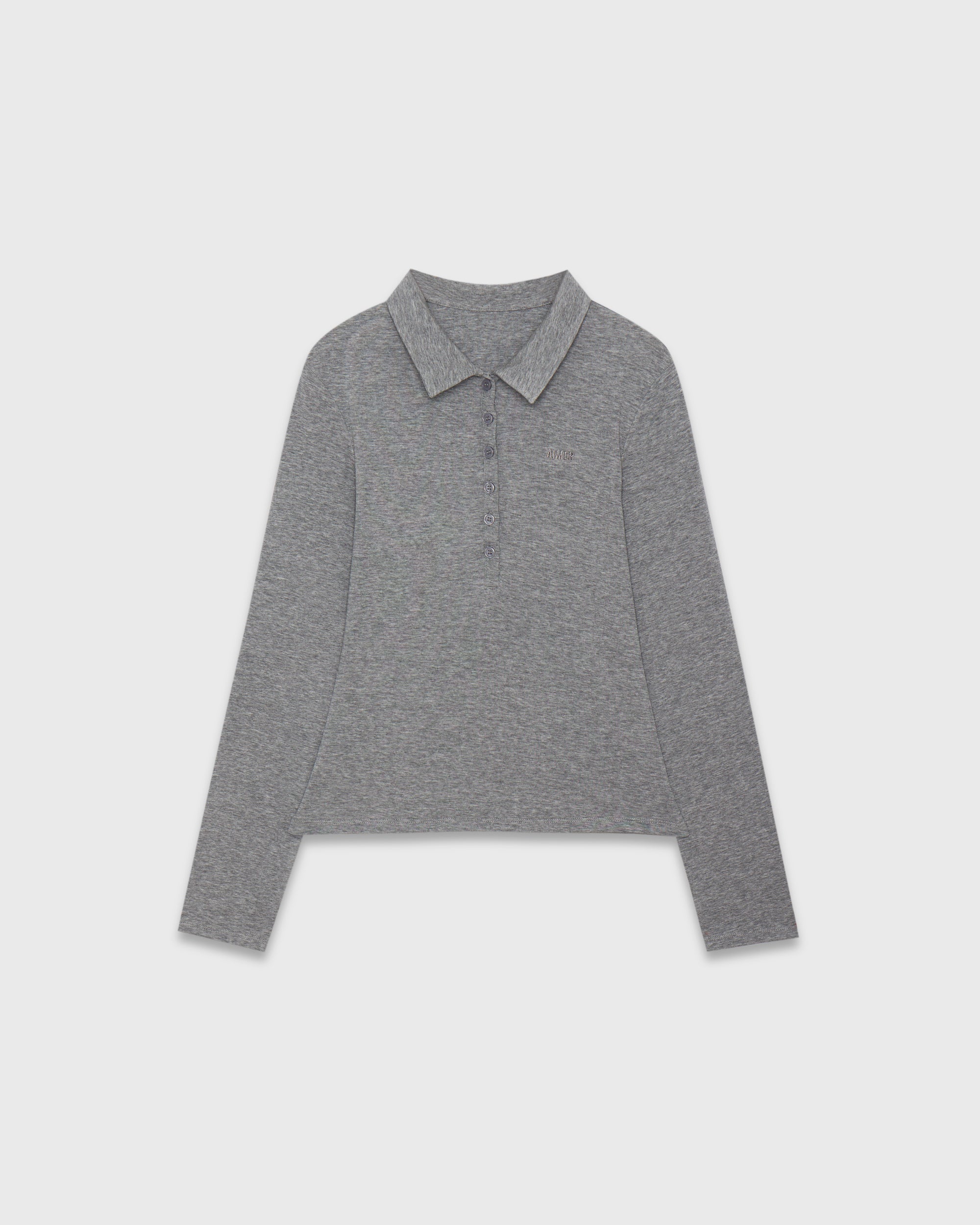 Jungle Urbaine  - Slim Fit Long Sleeve Polo in Grey