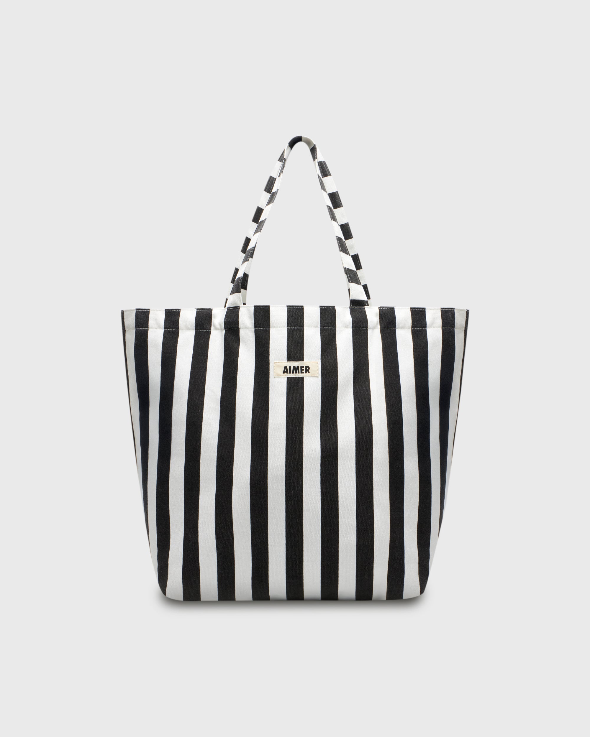 Knit Programme - AIMER Shopping Bag in Black White Stripe