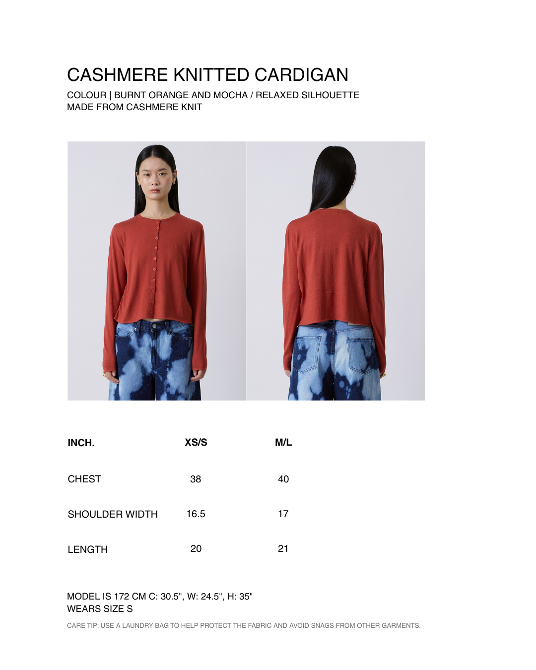 Jungle Urbaine - Cashmere Knitted Cardigan in Burnt Orange