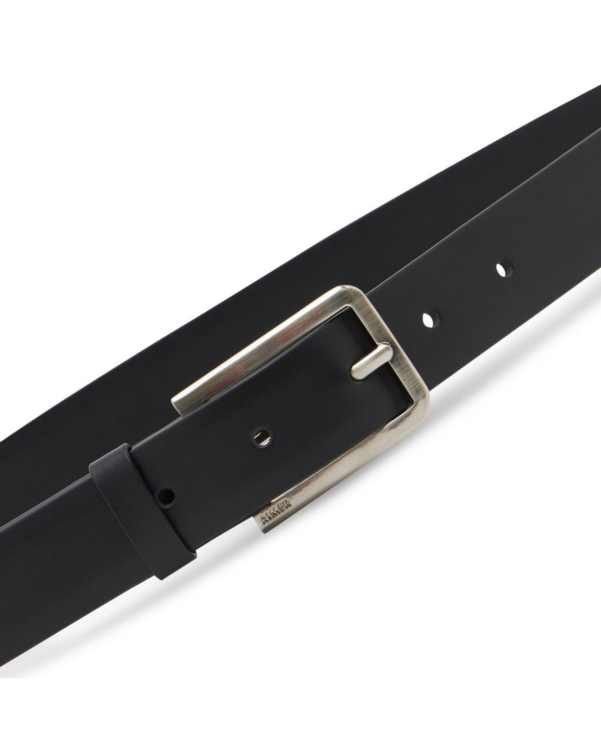 AIMER - Essential Leather Belt in Black Silver