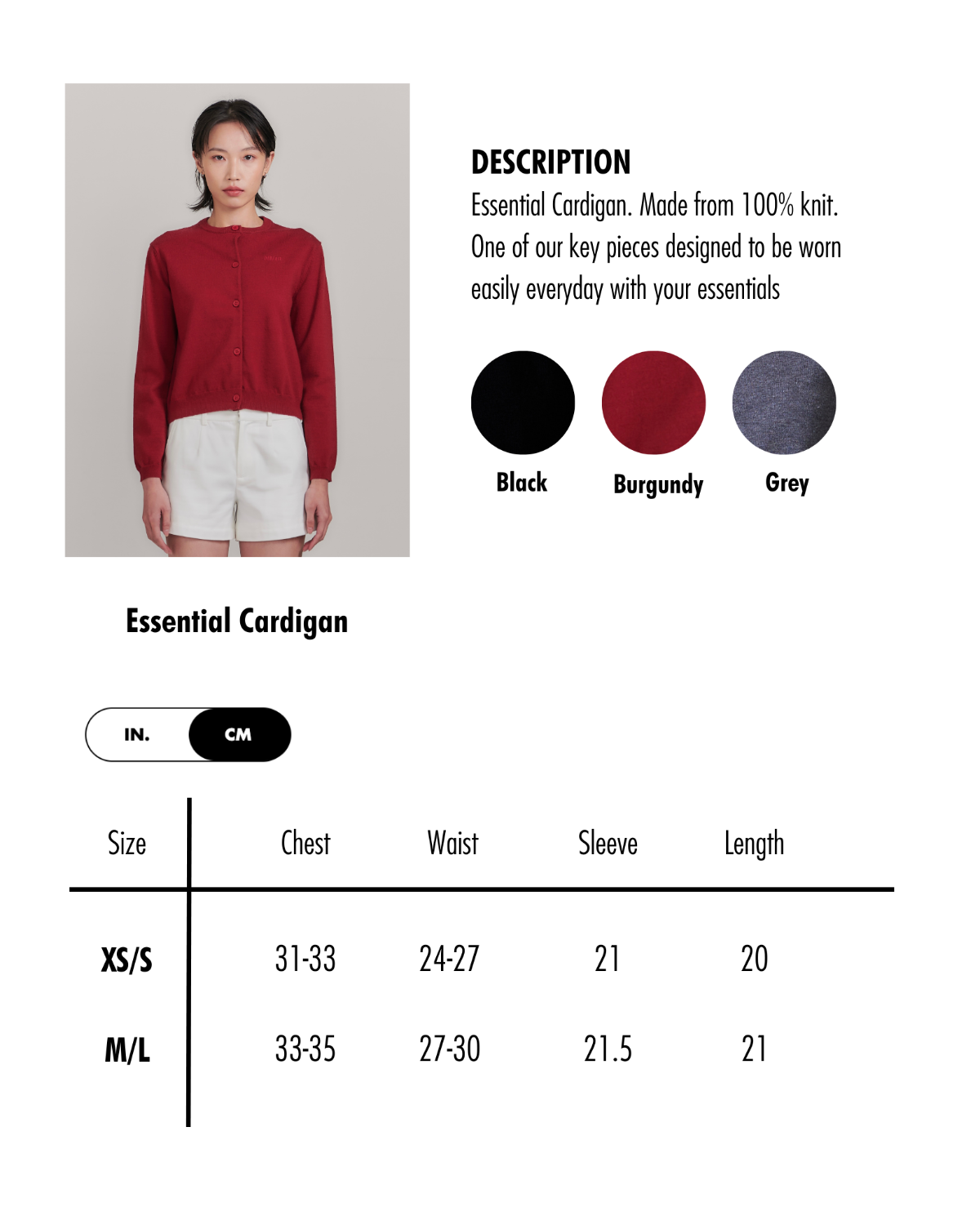 AIMER - Essential Cardigan in Burgundy