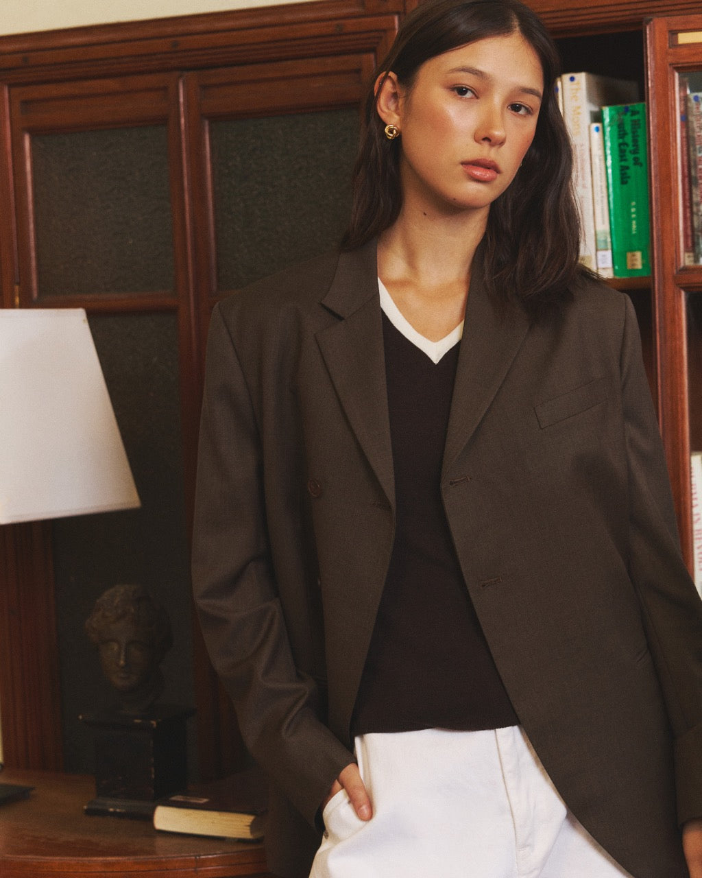 Returns to Nature - Two Button Blazer in Dark Olive