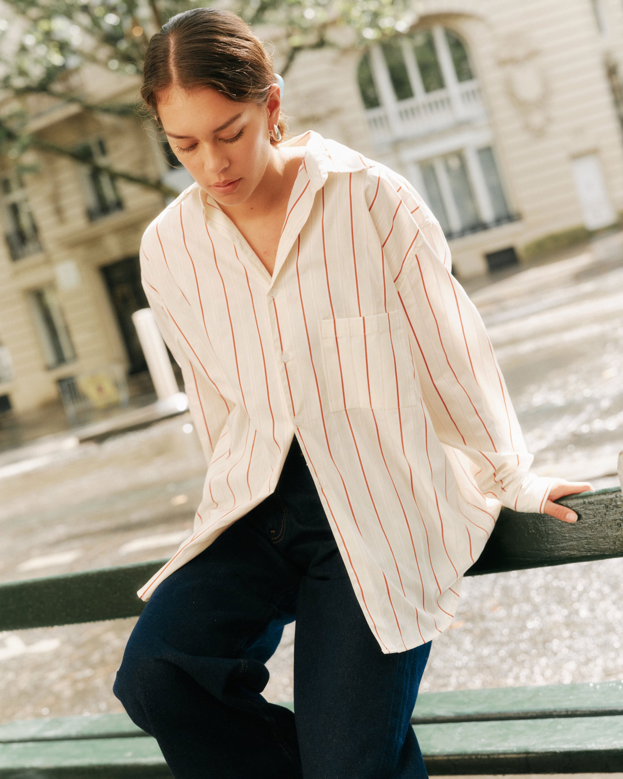 Été Parisien - Essential Oversized Shirt in Yellow Orange Stripe