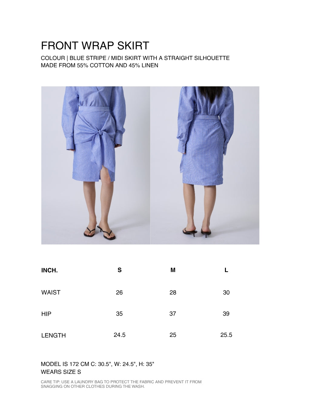 Jungle Urbaine - Front Wrap Skirt in Blue Stripe