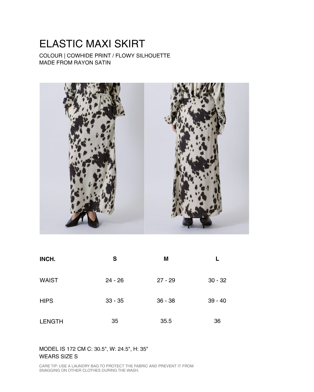Jungle Urbaine - Elastic Maxi Skirt in Cowhide Print