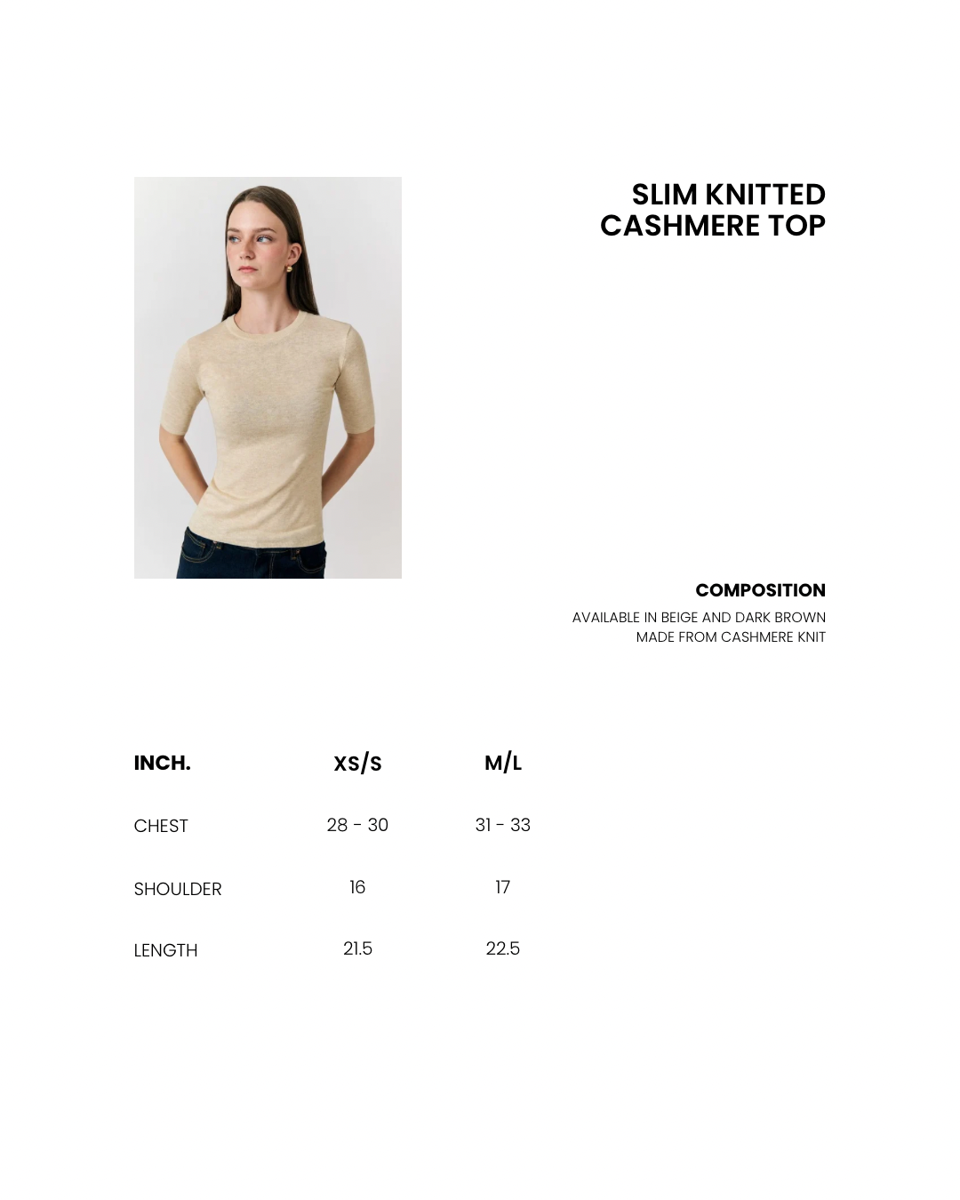 Été Parisien - Slim Knitted Cashmere Top in Dark Brown