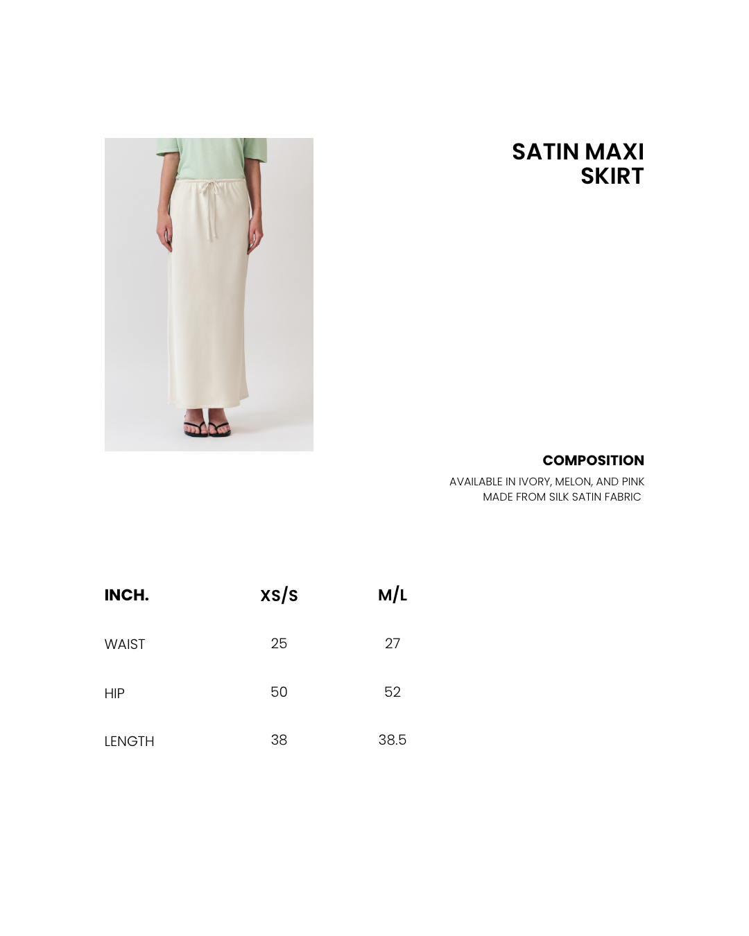 Été Parisien - Satin Maxi Skirt in Melon