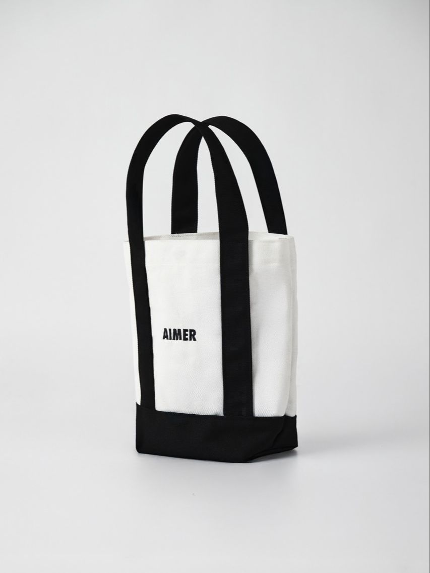AIMER Denim Edition - Small Tote Bag in Ivory Black Canvas