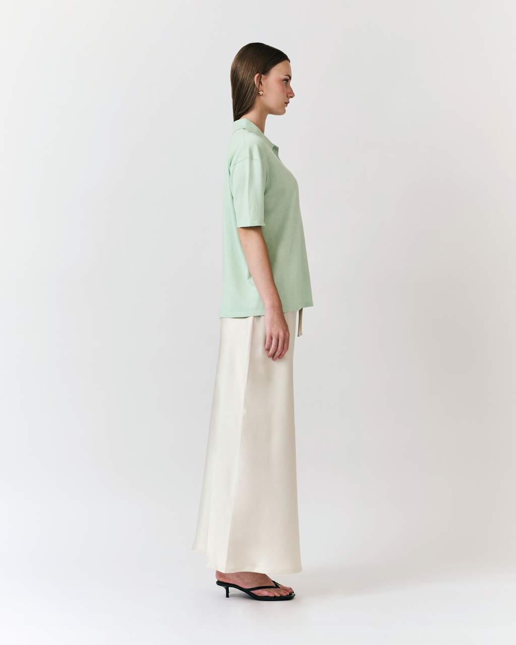 Été Parisien - Satin Maxi Skirt in Ivory