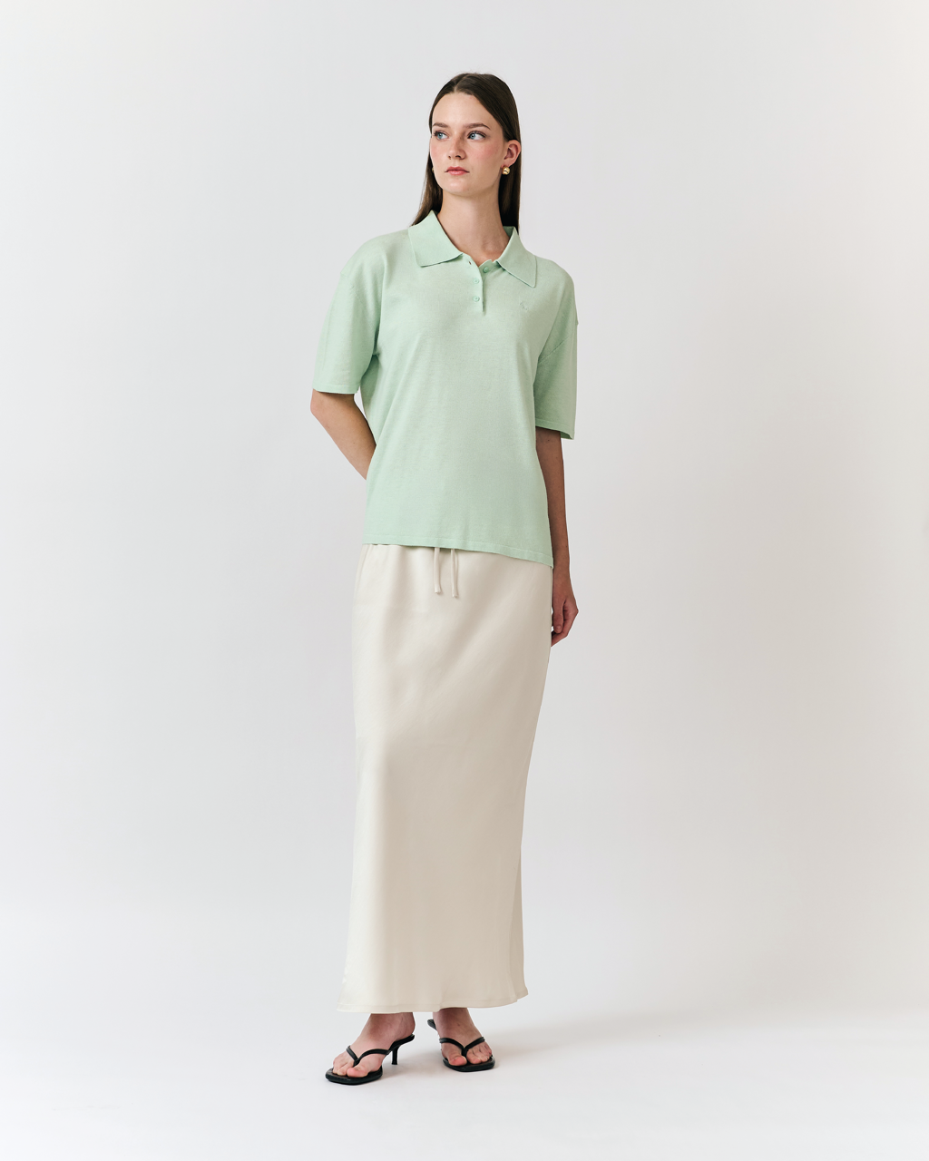 Été Parisien - Satin Maxi Skirt in Ivory