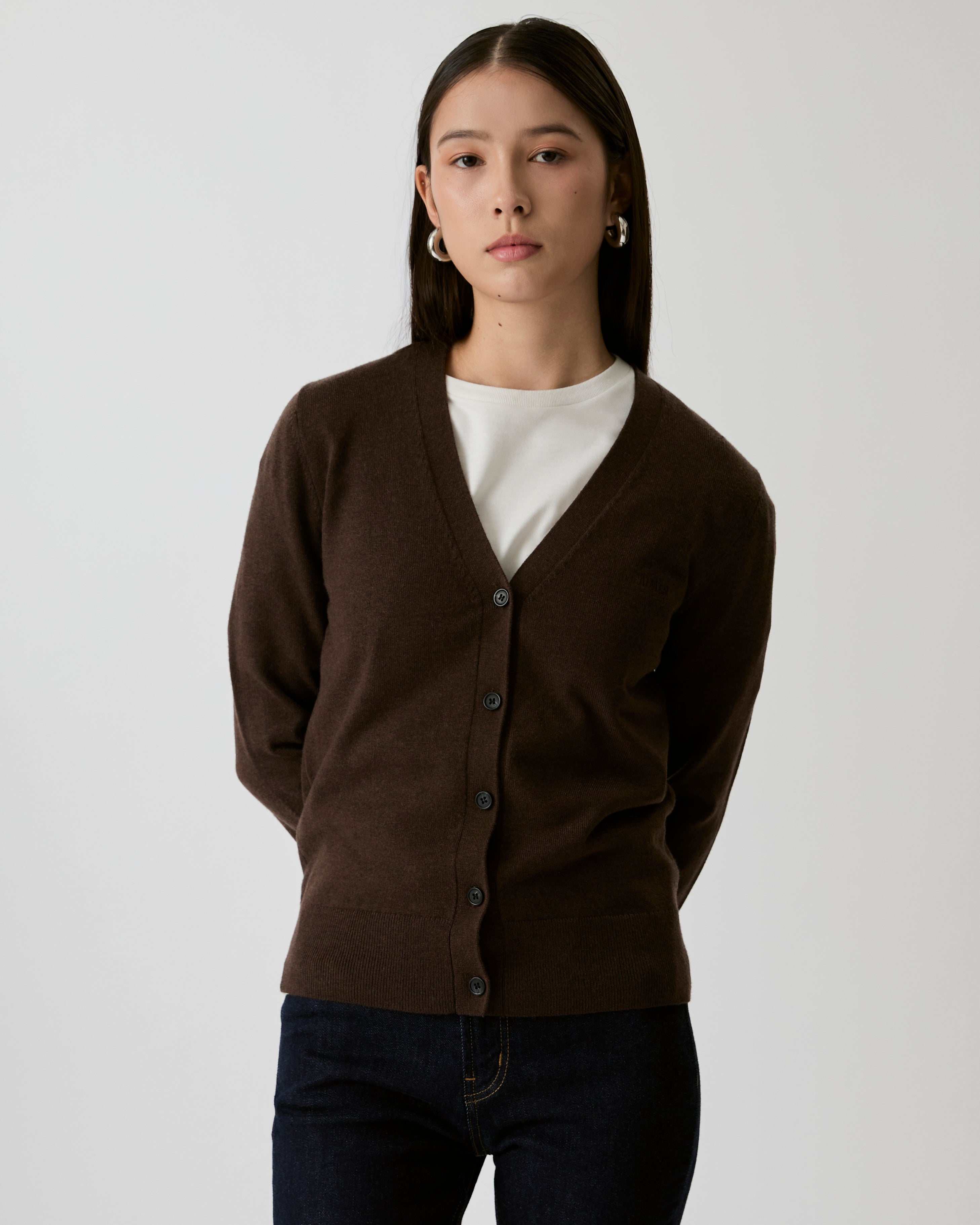 Knit Programme - V-Neck Cardigan in Dark Brown