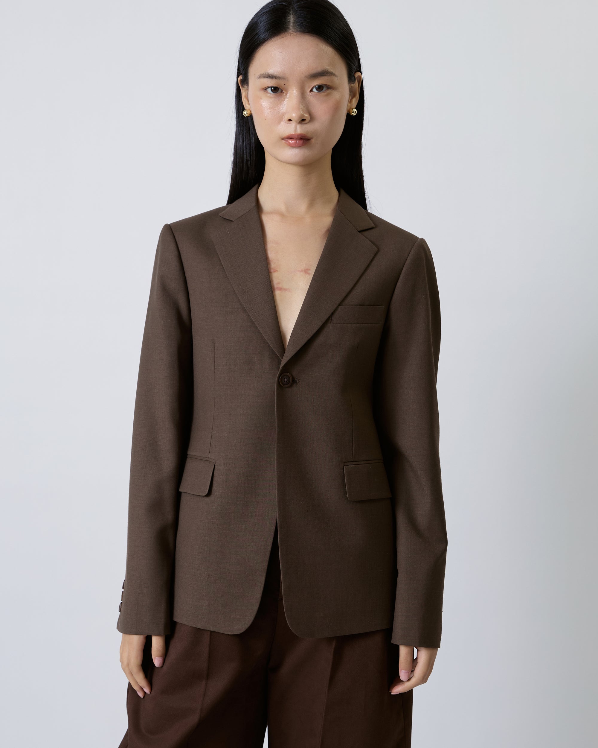 Jungle Urbaine - Slim Fit Blazer in Brown Wool