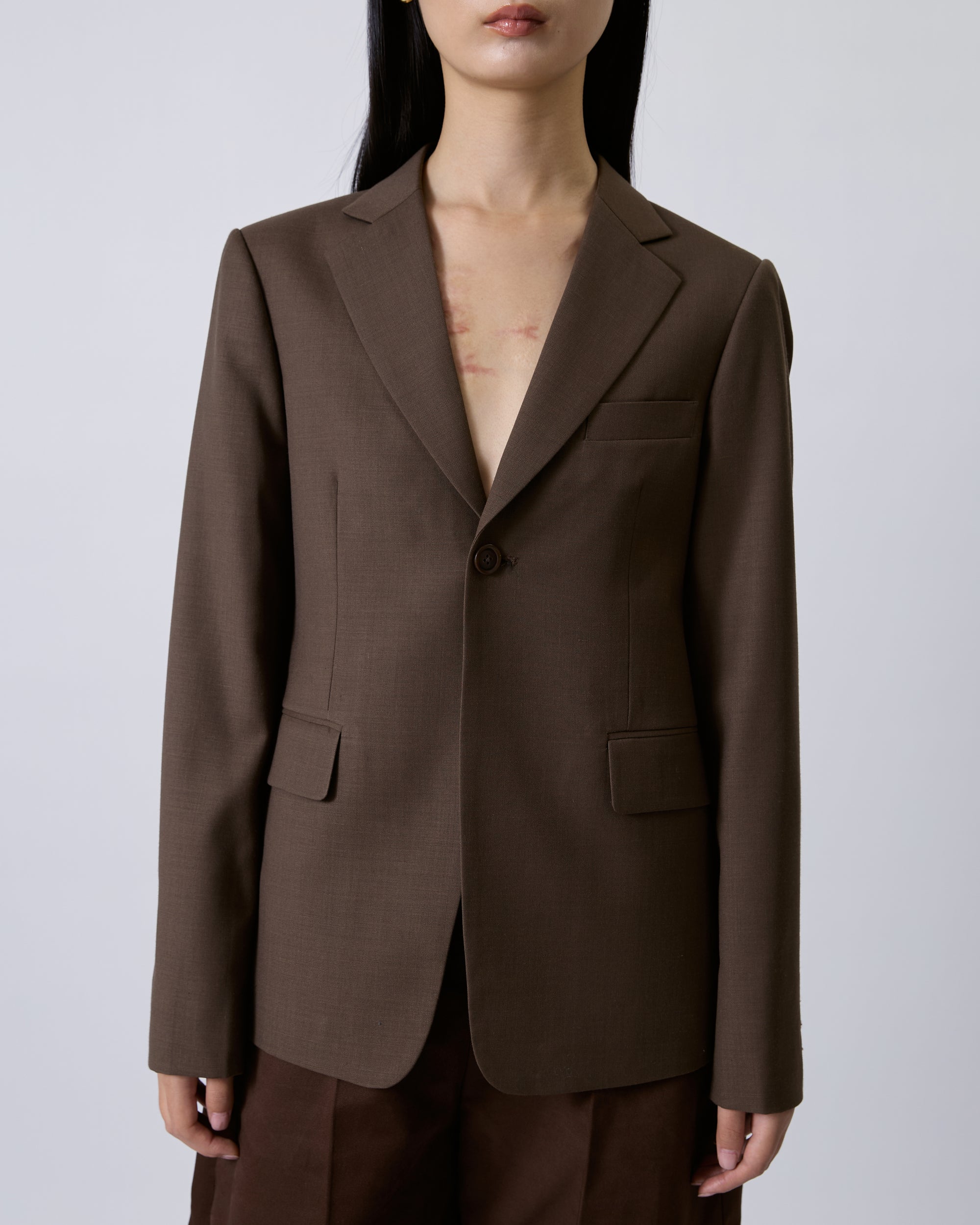 Jungle Urbaine - Slim Fit Blazer in Brown Wool