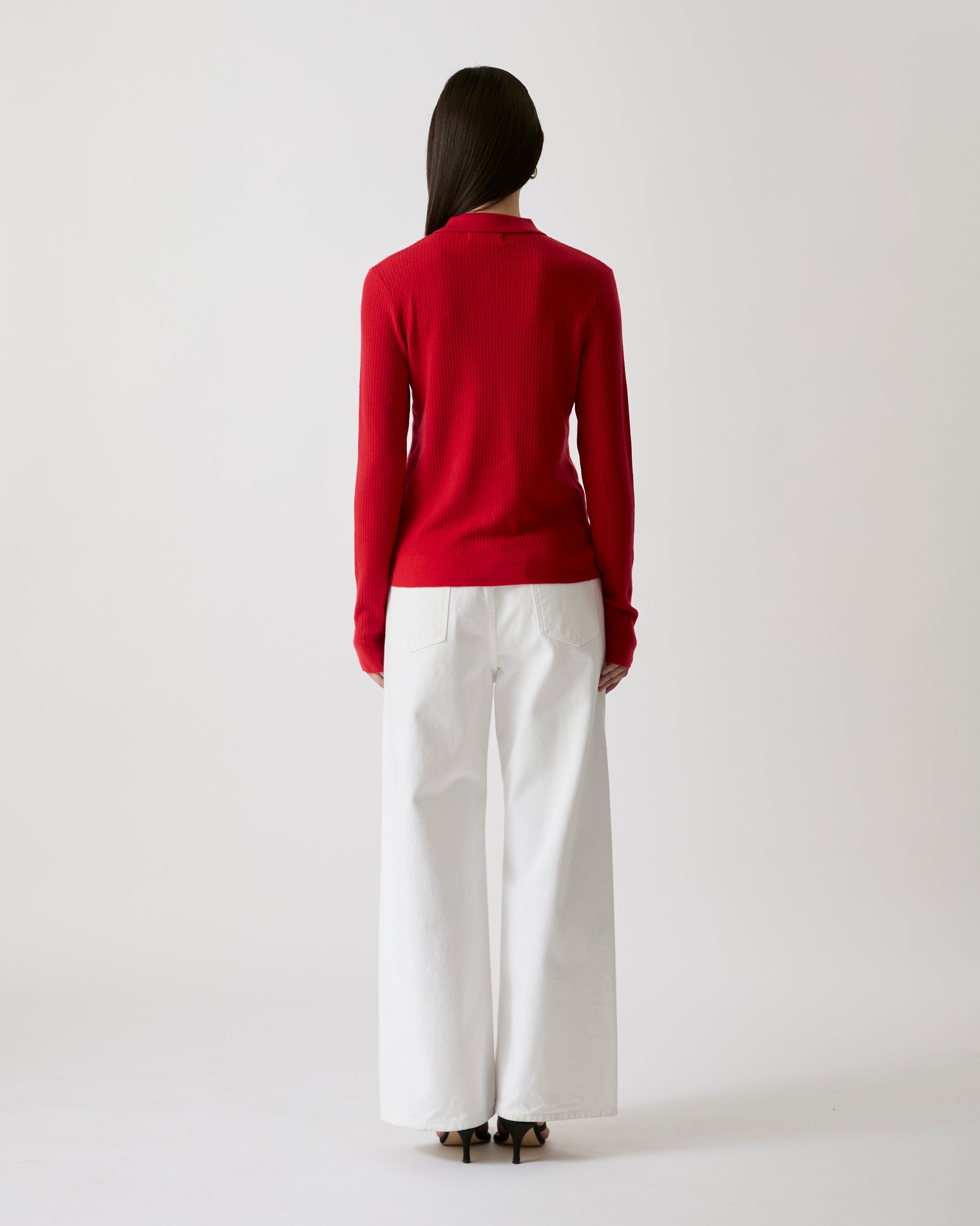 Knit Programme - Slim Knitted Polo Cardigan in Rouge
