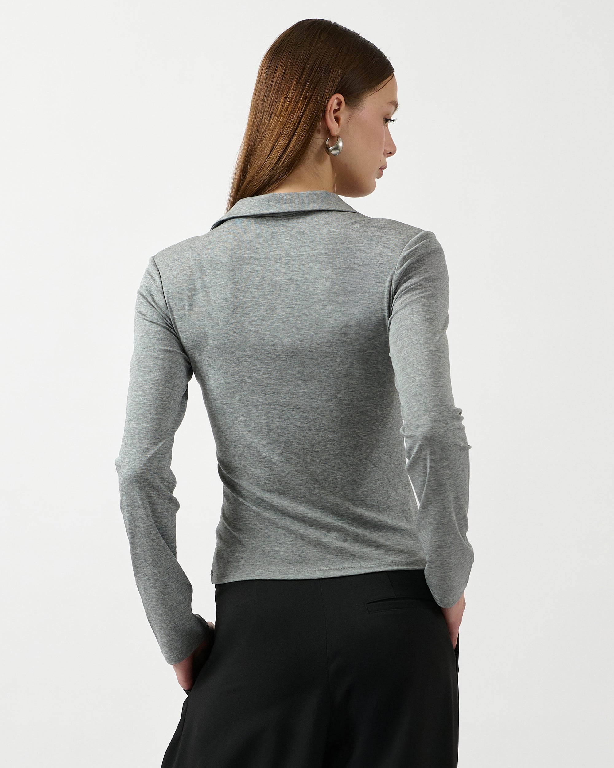 Jungle Urbaine  - Slim Fit Long Sleeve Polo in Grey