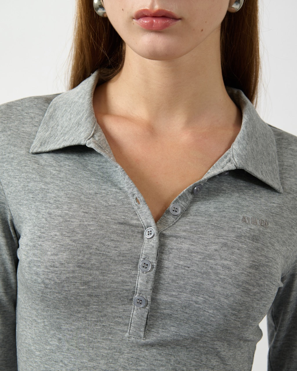 Jungle Urbaine  - Slim Fit Long Sleeve Polo in Grey