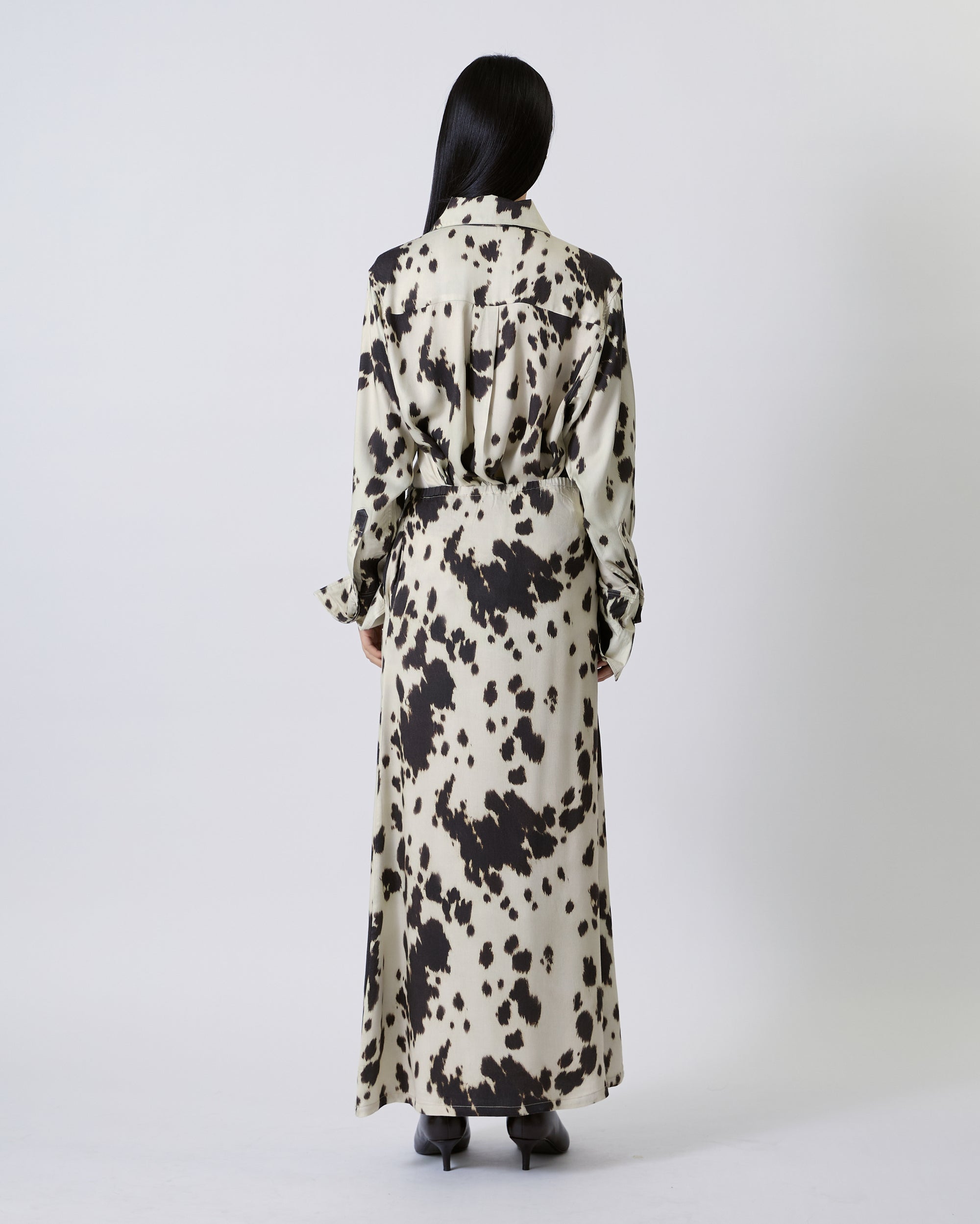 Jungle Urbaine - Elastic Maxi Skirt in Cowhide Print