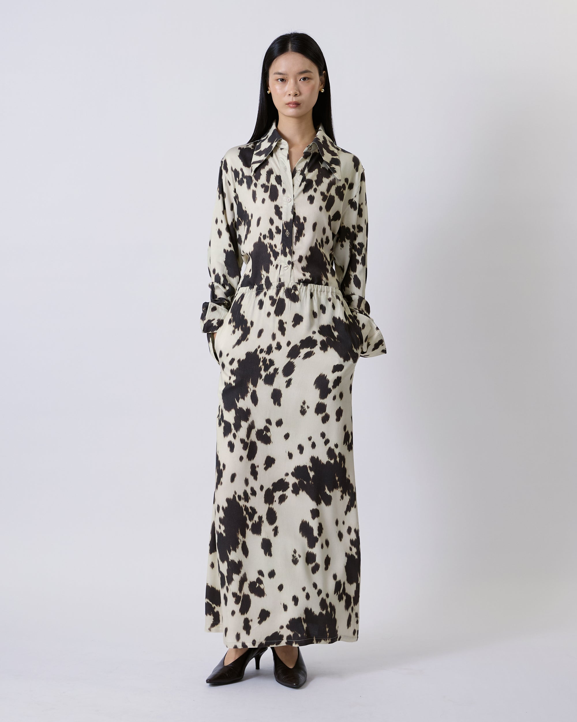 Jungle Urbaine - Elastic Maxi Skirt in Cowhide Print