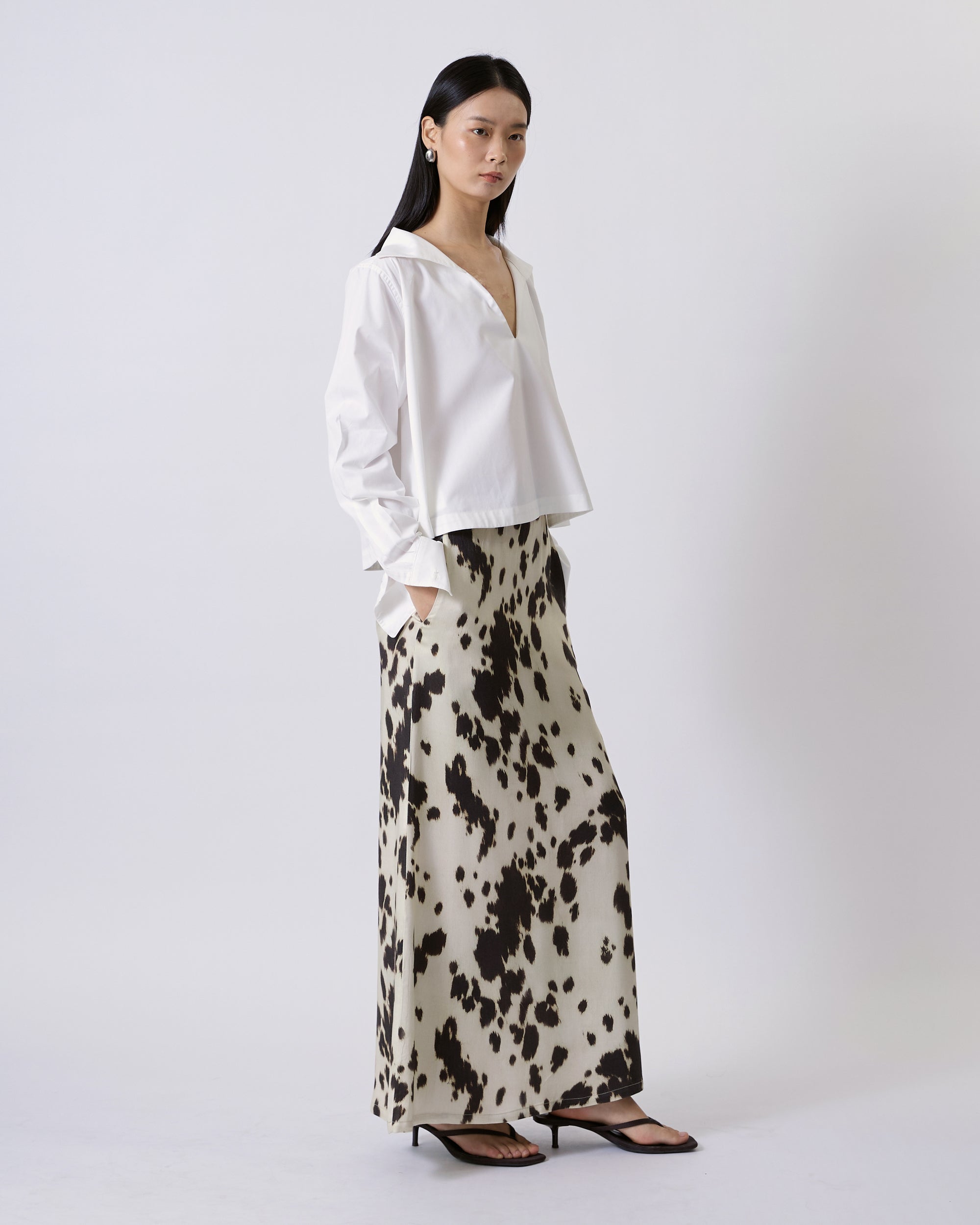 Jungle Urbaine - Sailor Pleated Crop Shirt in White