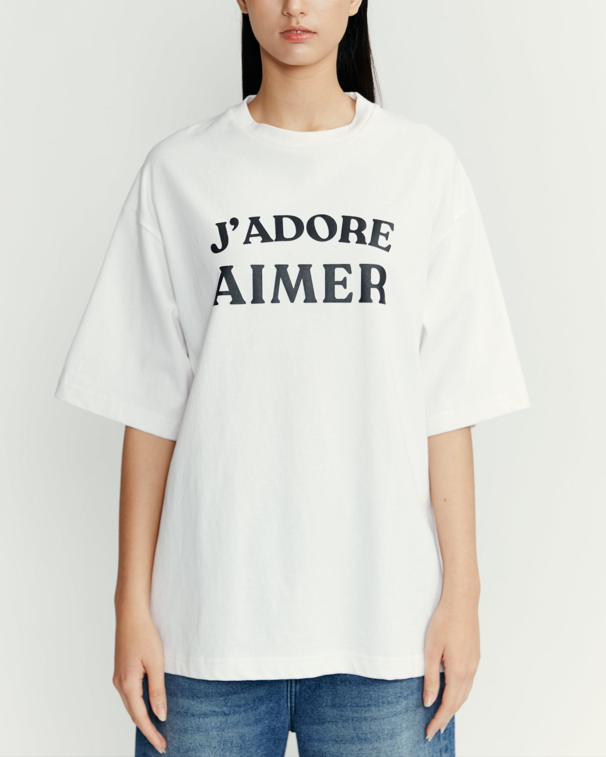 AIMER - Graphic Oversized T-Shirt in J'adore White