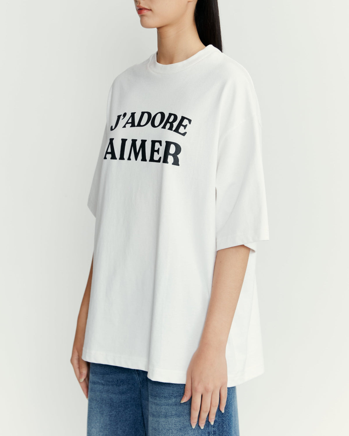 AIMER - Graphic Oversized T-Shirt in J'adore White