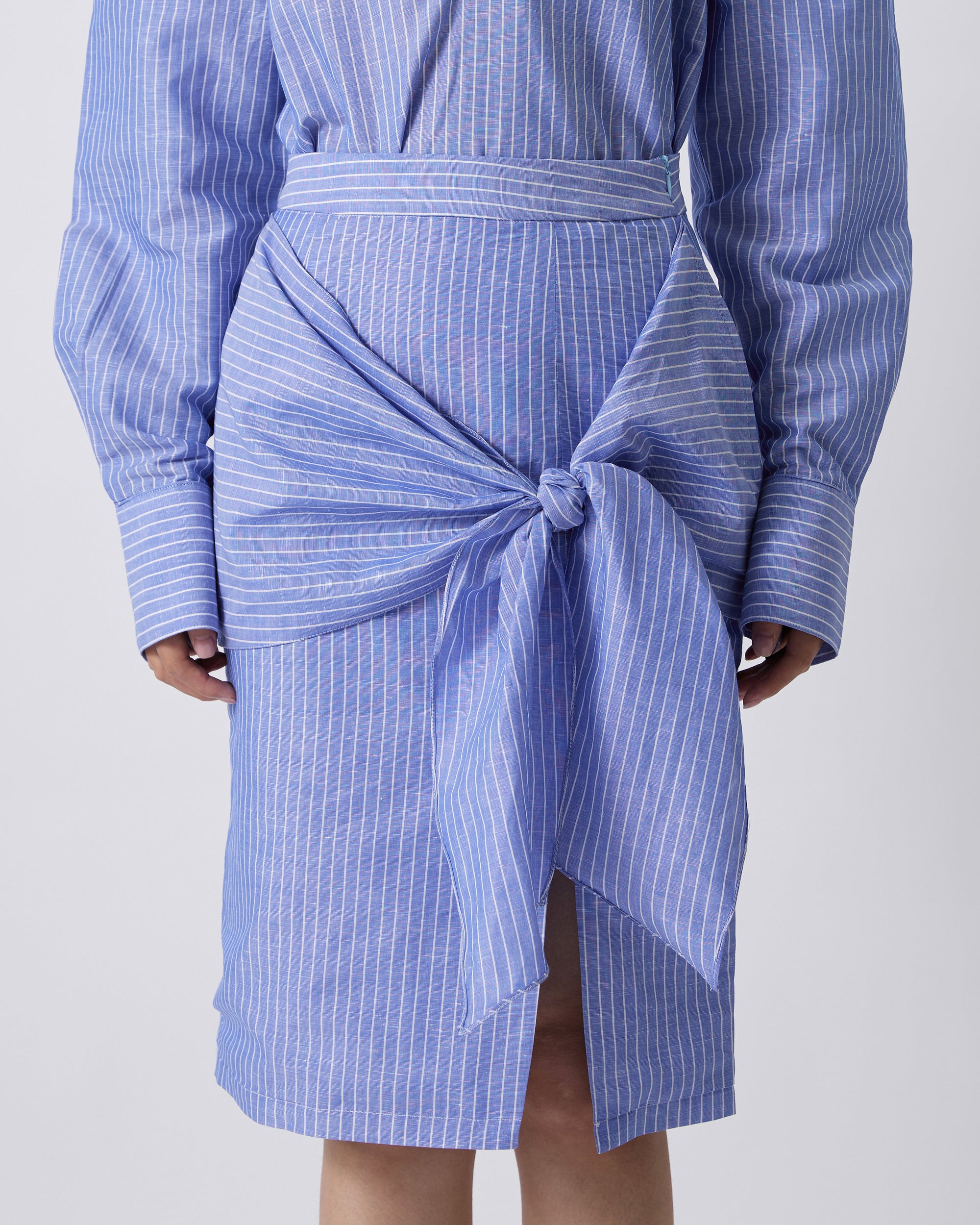 Jungle Urbaine - Front Wrap Skirt in Blue Stripe
