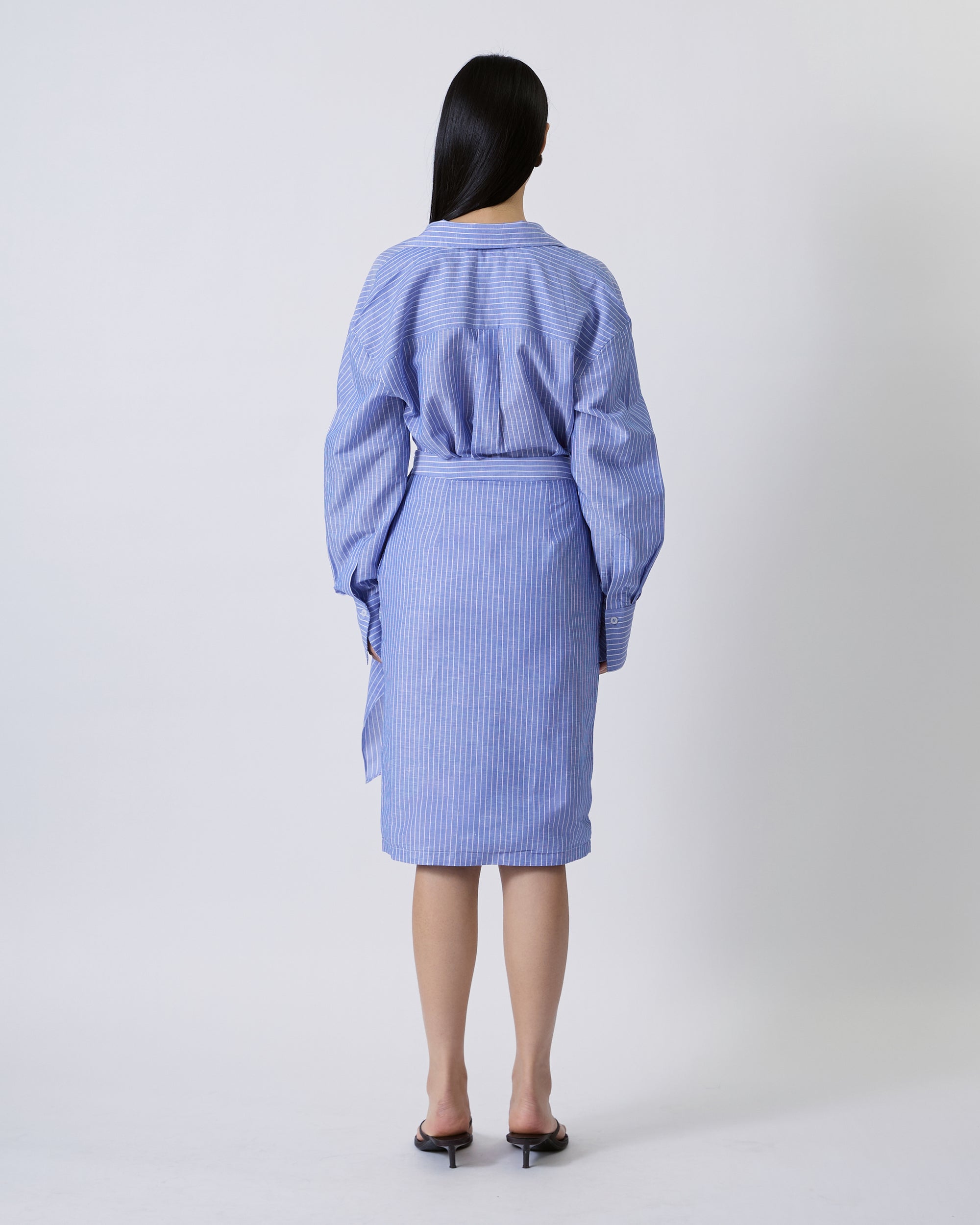 Jungle Urbaine - Front Wrap Skirt in Blue Stripe