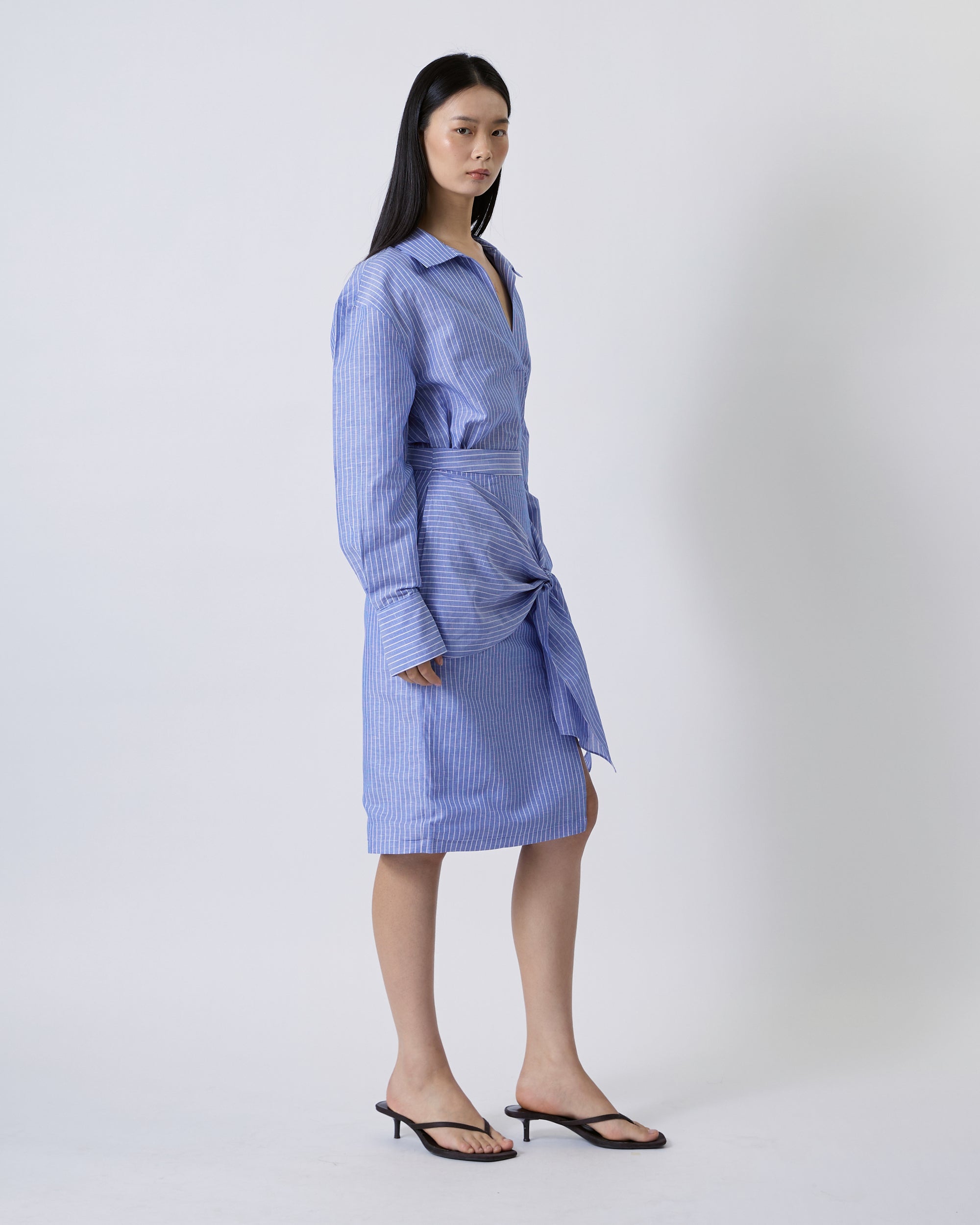 Jungle Urbaine - Front Wrap Skirt in Blue Stripe