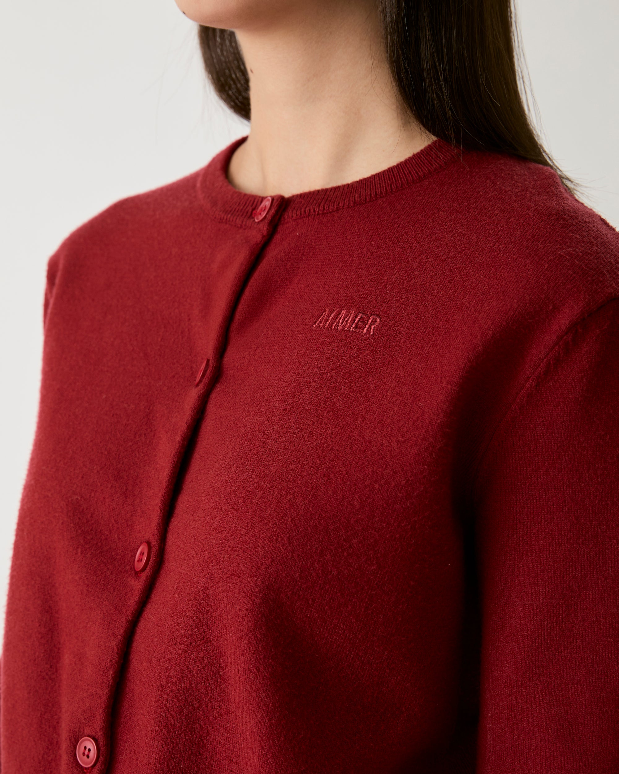 AIMER - Essential Cardigan in Burgundy