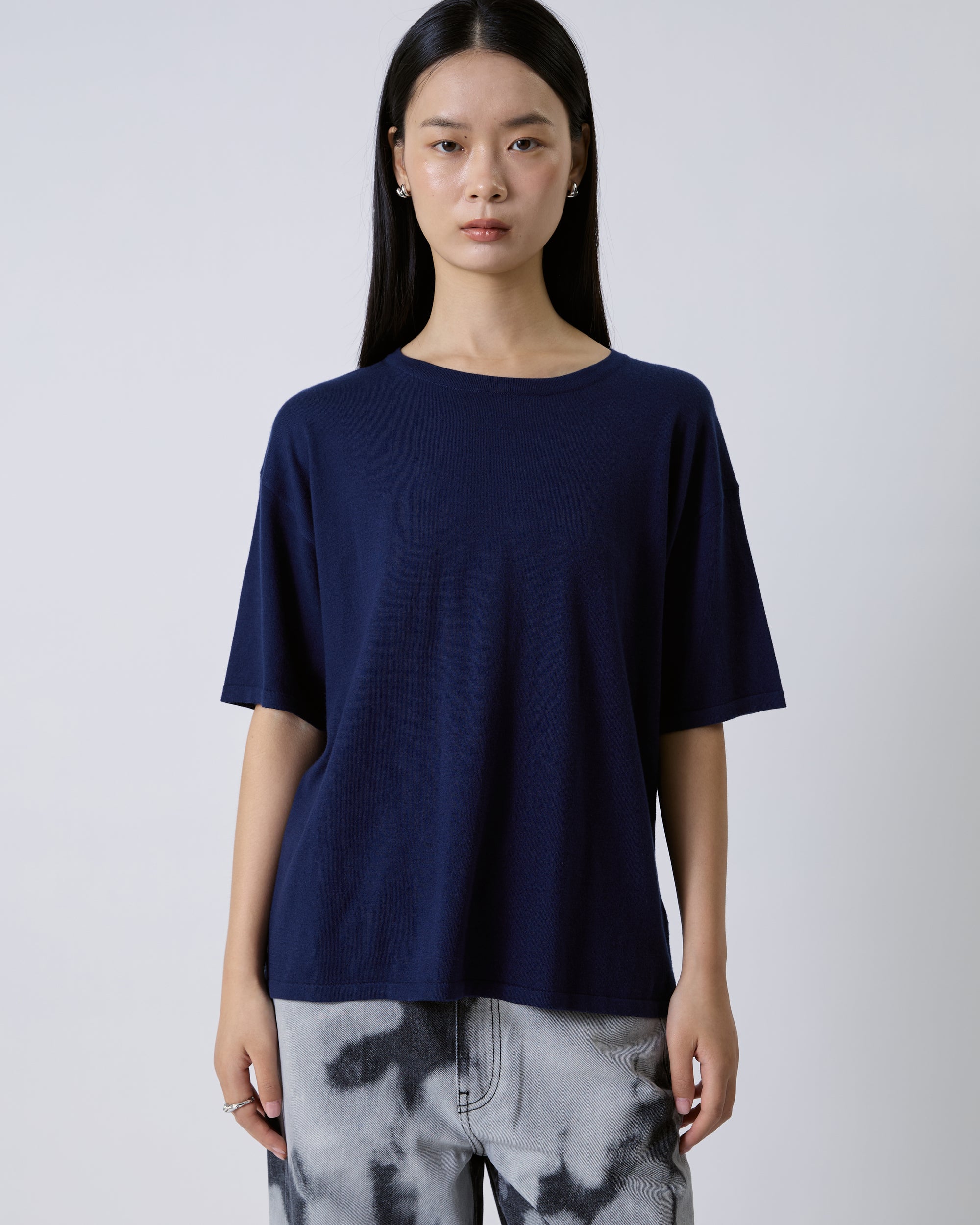 Jungle Urbaine - Oversized Cashmere Tee in Navy