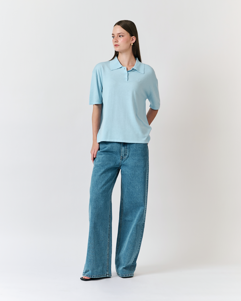 Été Parisien - Oversized Polo Top in Light Blue