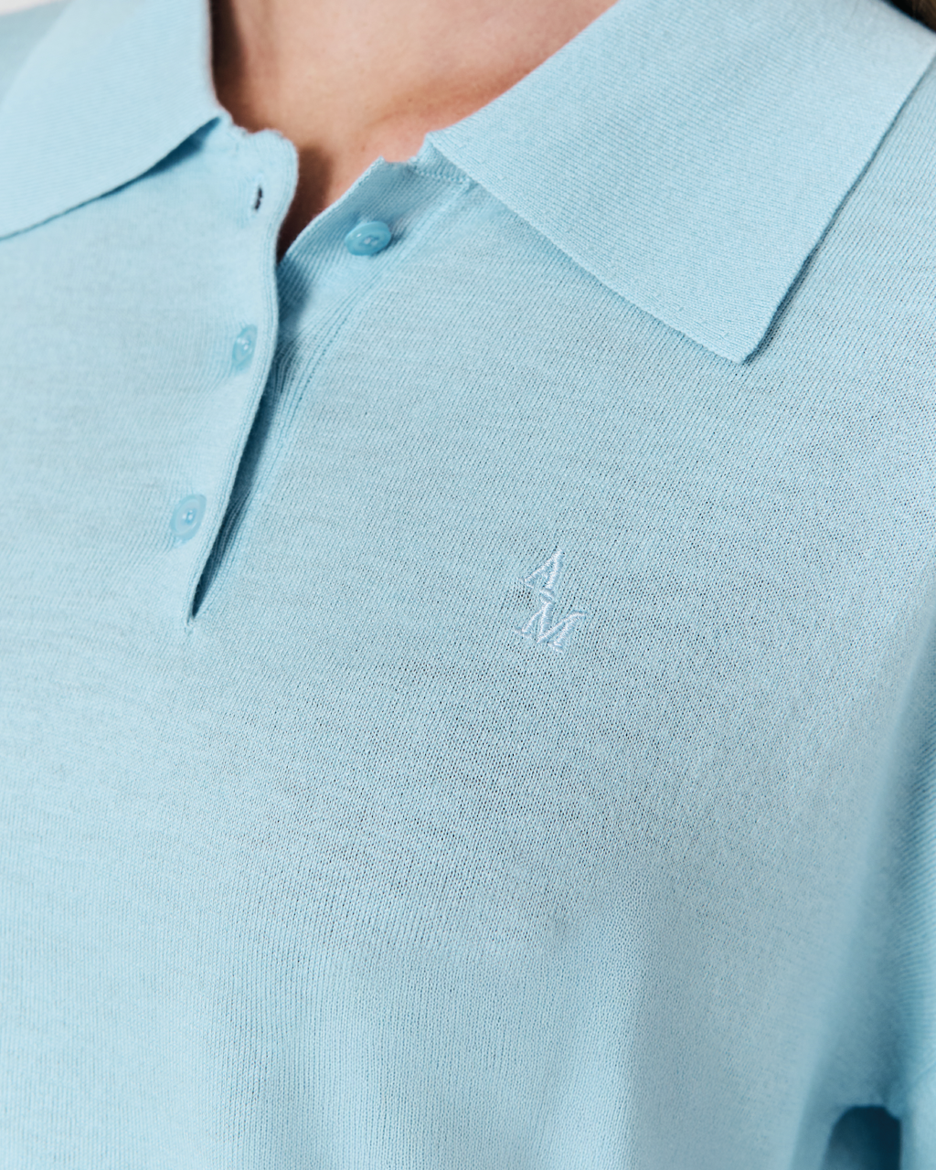 Été Parisien - Oversized Polo Top in Light Blue