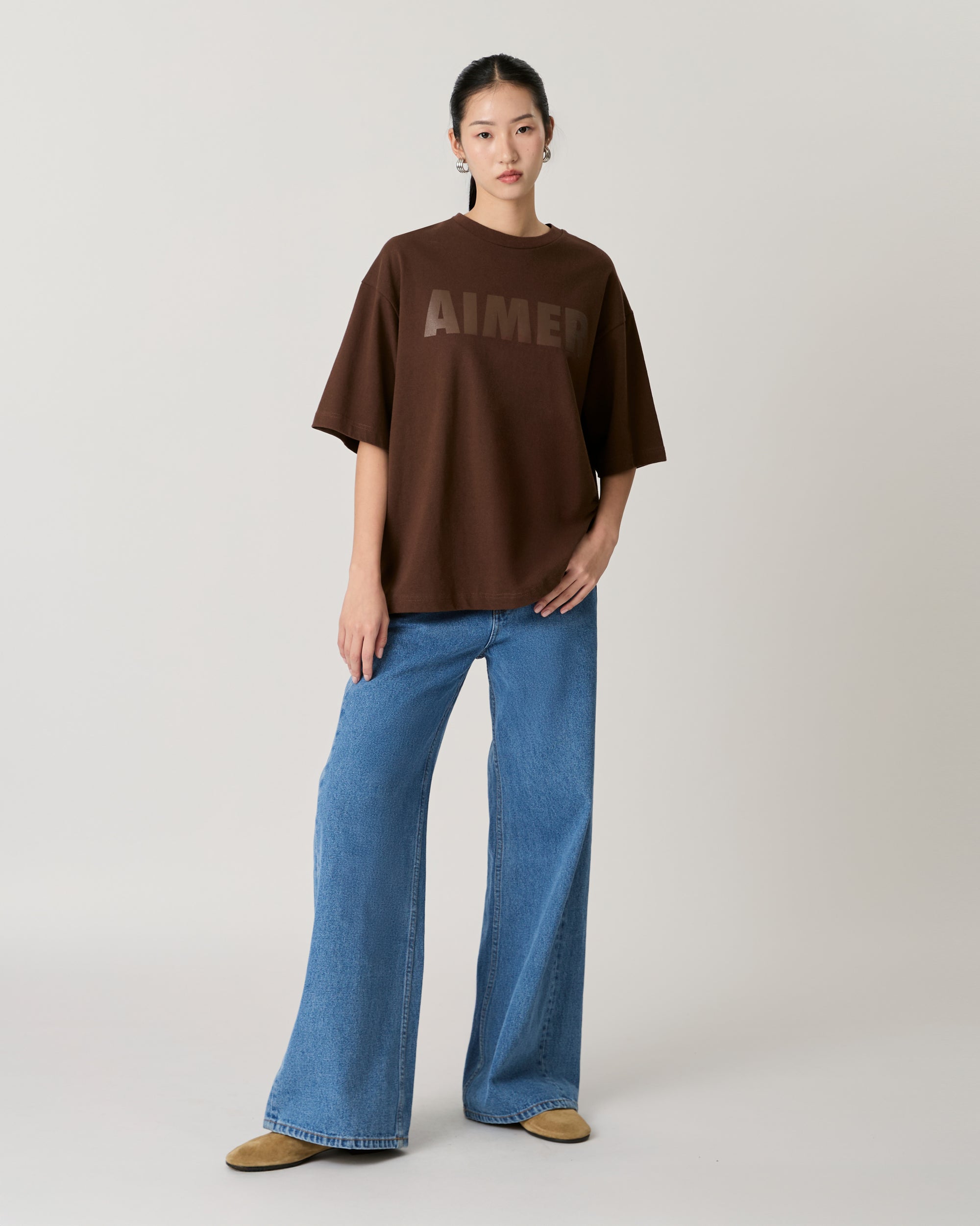 AIMER - Logo T-Shirt Tone on Tone in Dark Brown