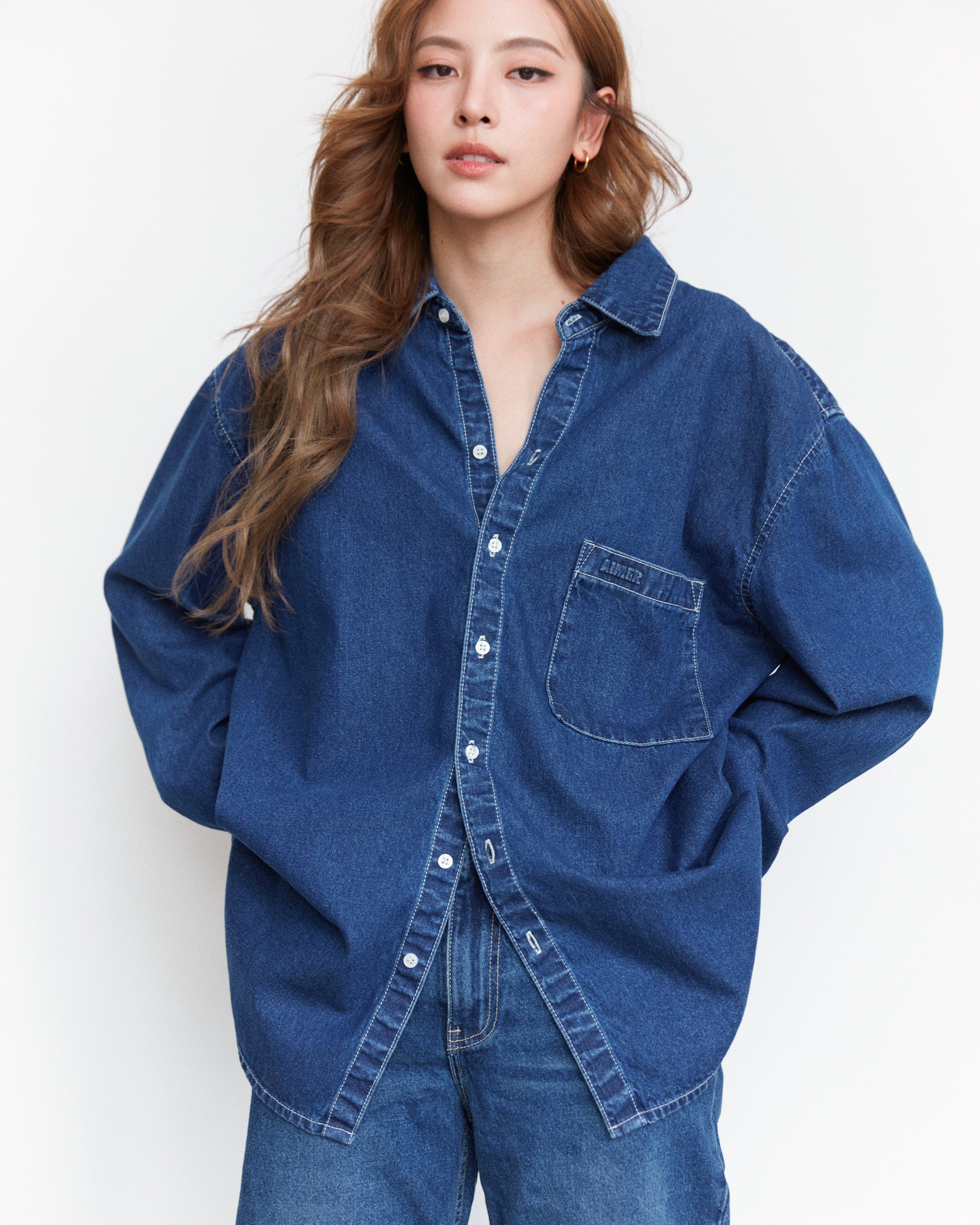 AIMER Denim Edition - Essential Oversized Shirt in Indigo Denim