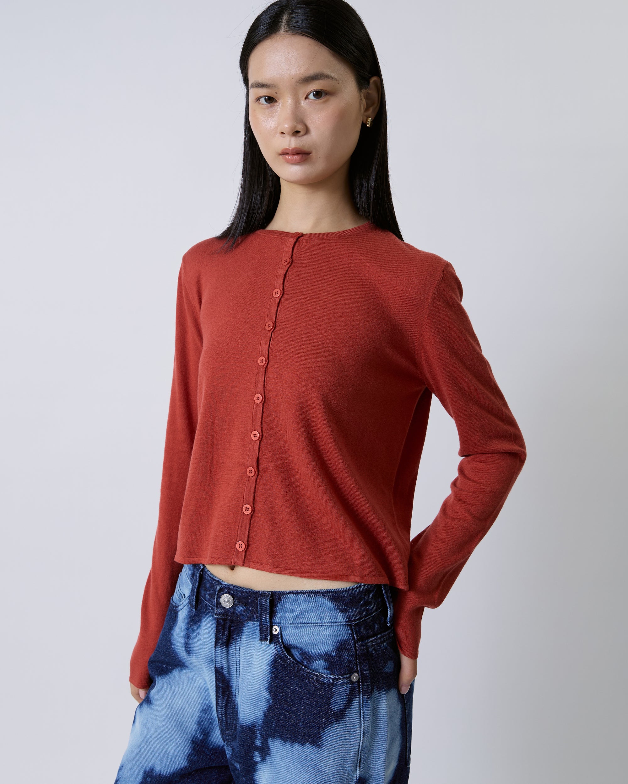 Jungle Urbaine - Cashmere Knitted Cardigan in Burnt Orange