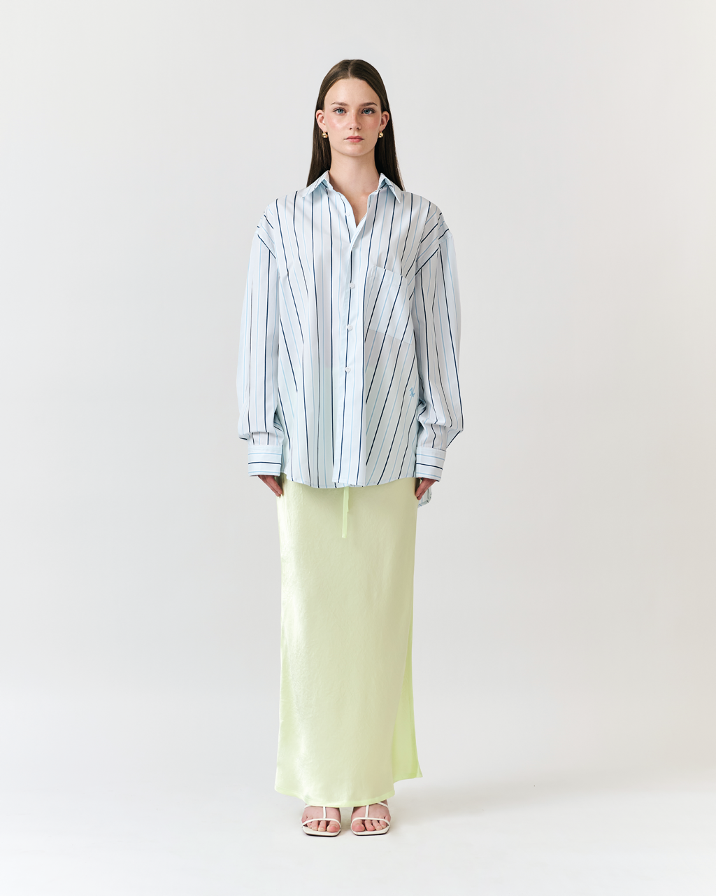 Été Parisien - Satin Maxi Skirt in Melon