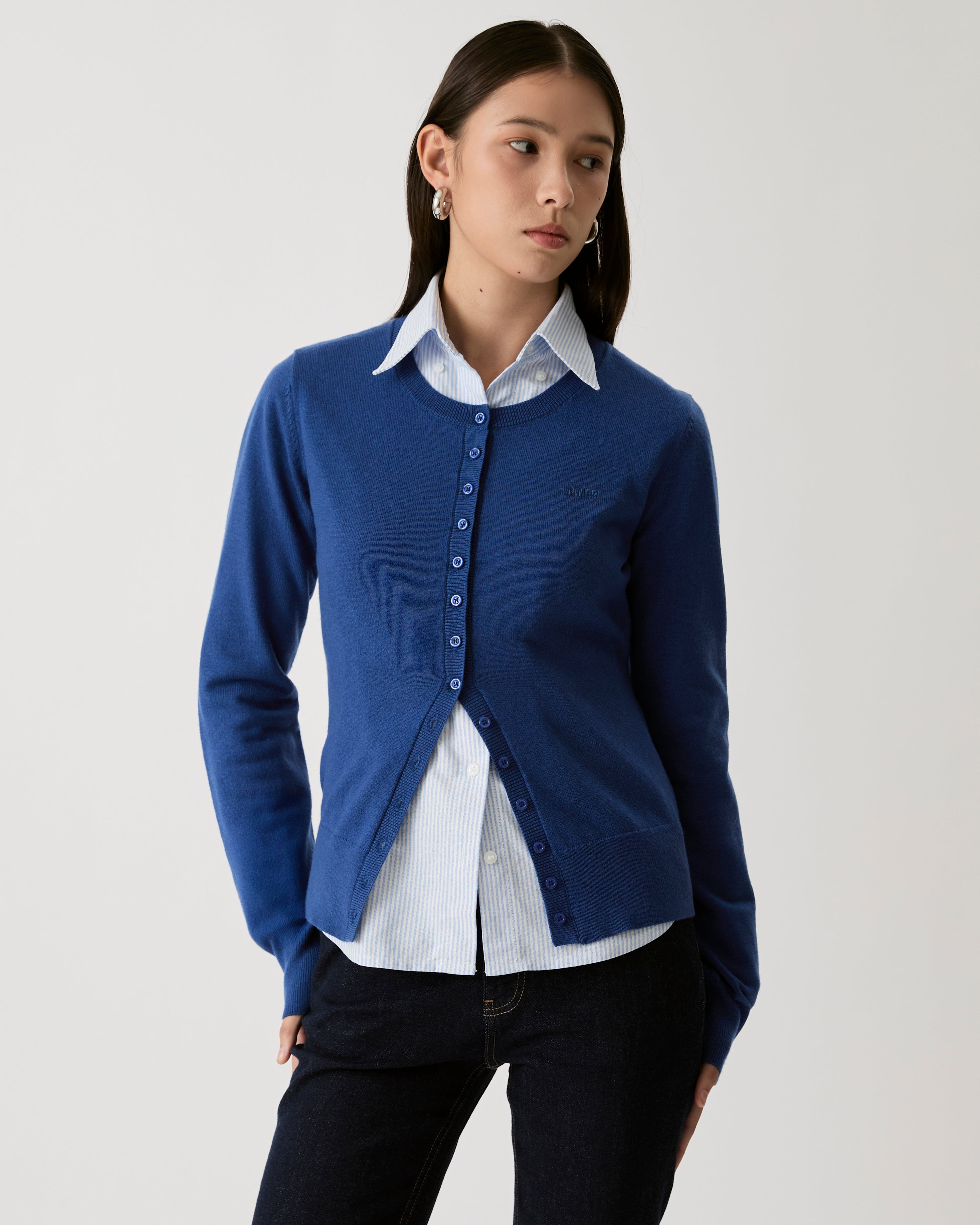 Knit Programme - Classic Knitted Cardigan in Cobalt Blue