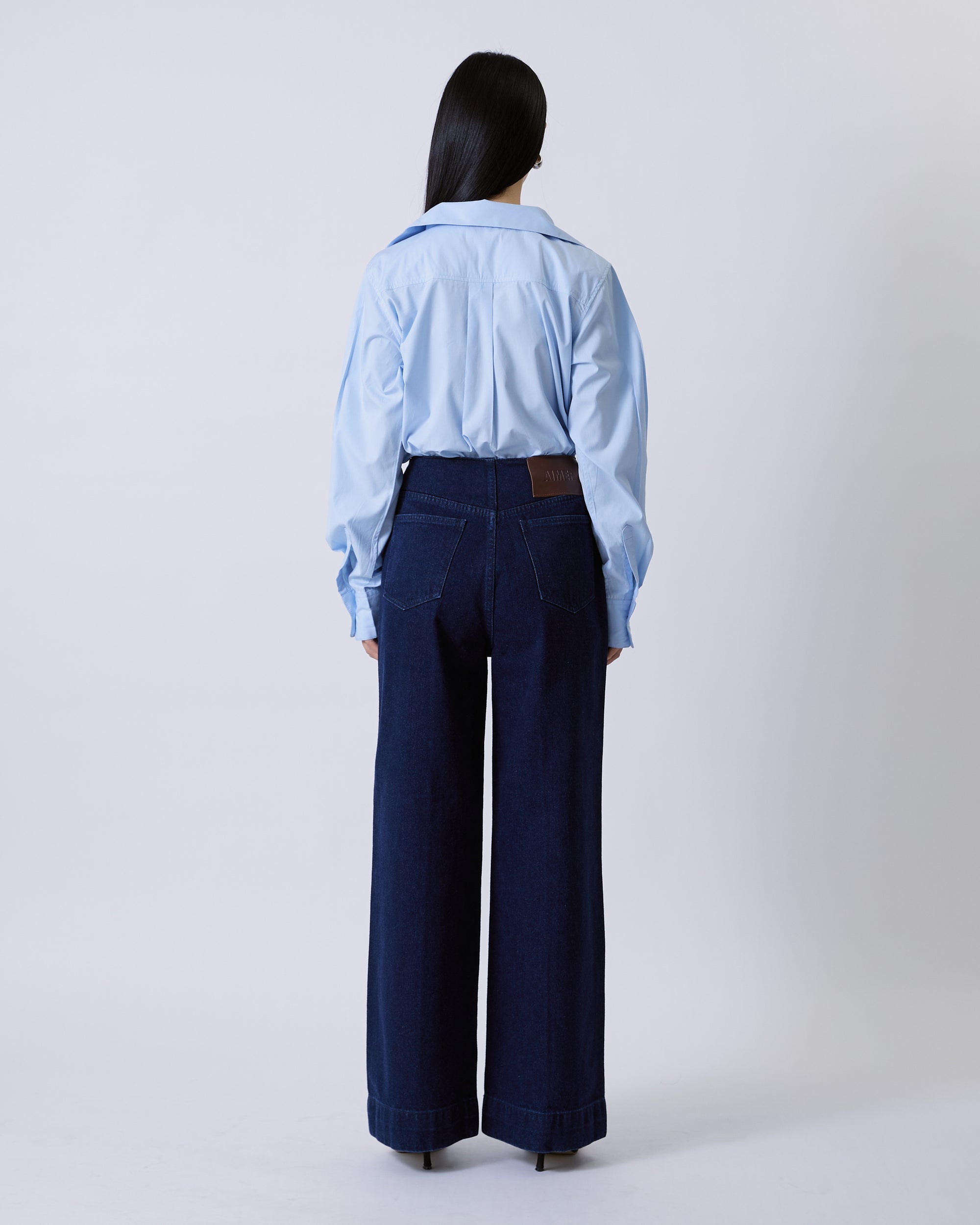 Jungle Urbaine - Tailored High Rise Wide Leg Jeans in Dark Denim