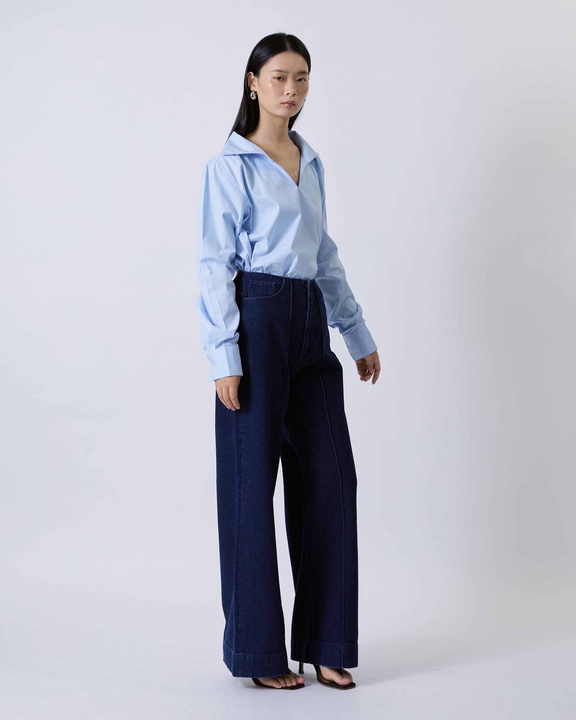 Jungle Urbaine - Tailored High Rise Wide Leg Jeans in Dark Denim