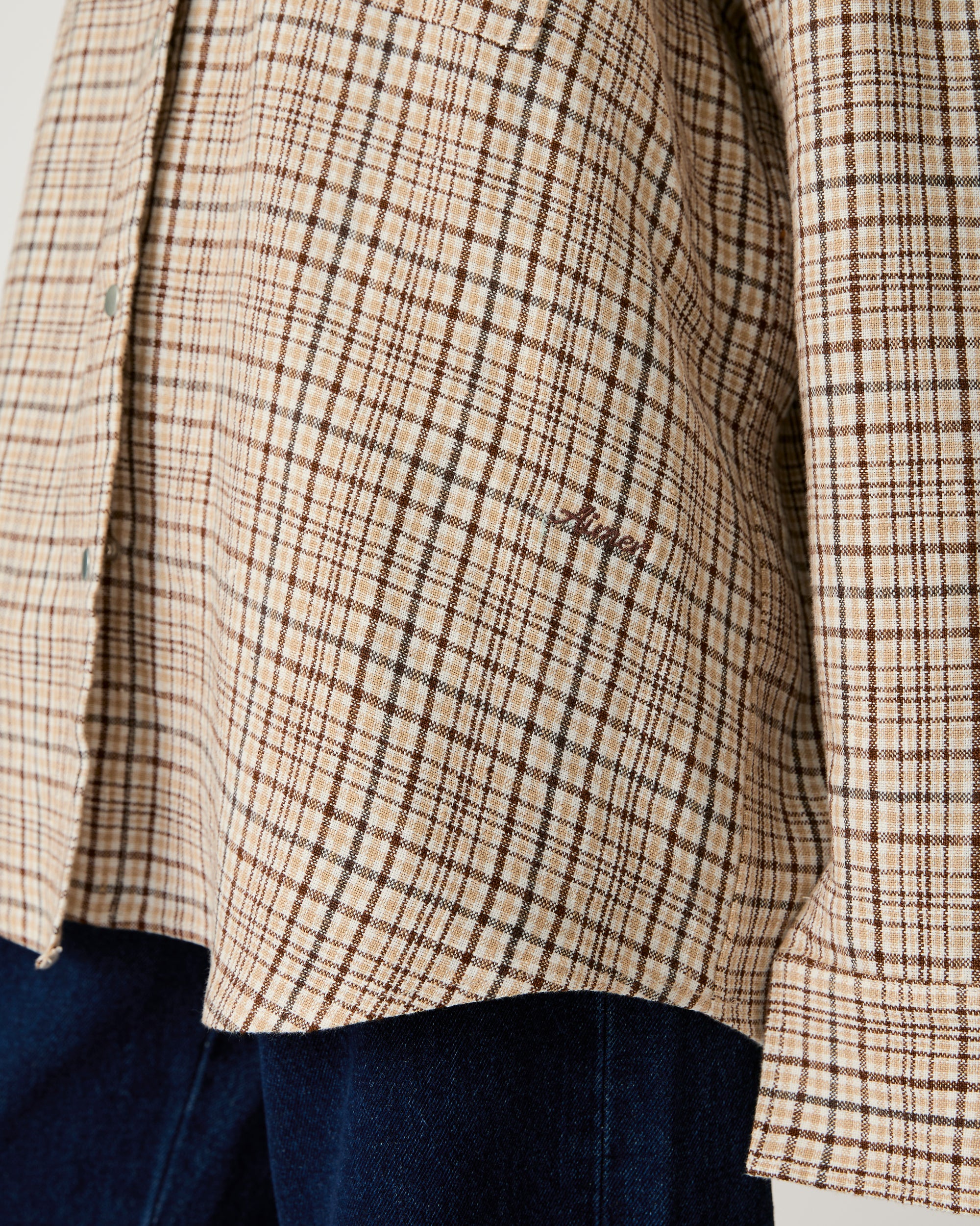 Returns to Nature - Oversized Shirt in Beige Gingham