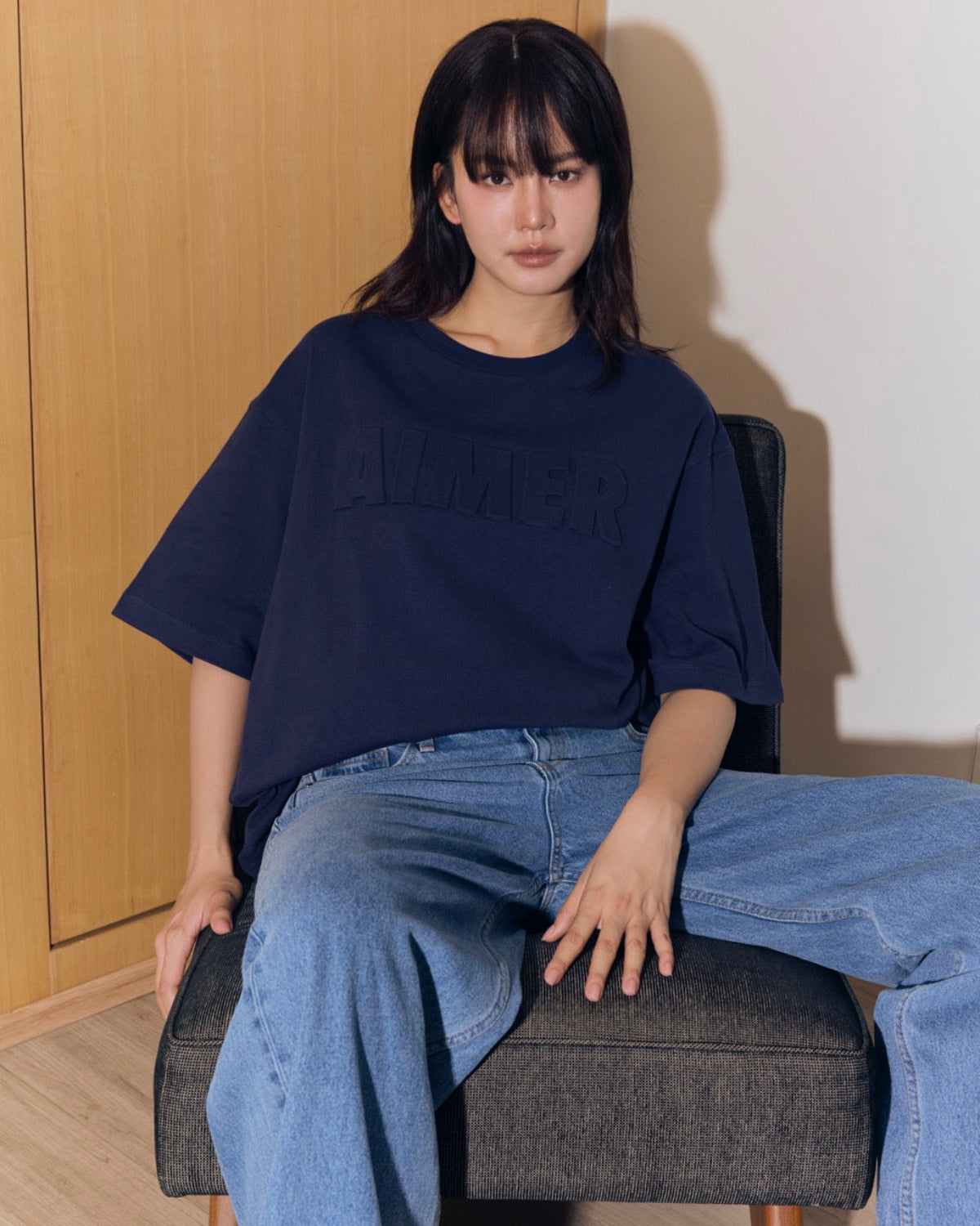 AIMER - Embossed T-Shirt in Navy
