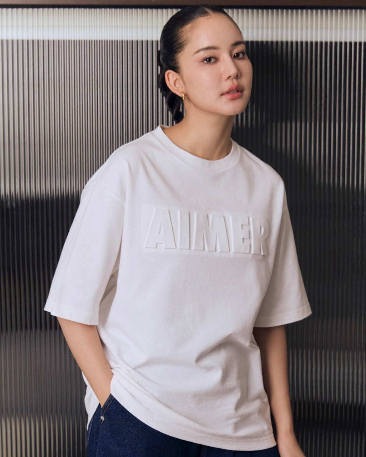 AIMER - Embossed T-Shirt in White